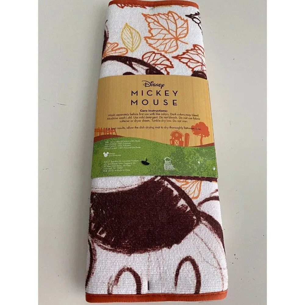 Disney Mickey Mouse Autumn Fall‎ Leaves Drying Mat 16”x18” NEW